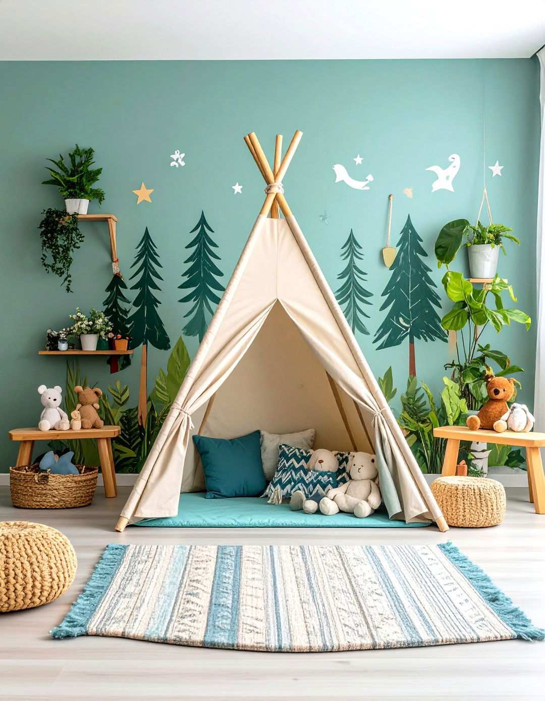 Nature Themed Basement Playroom Environment - 20 Basement Playroom Ideas