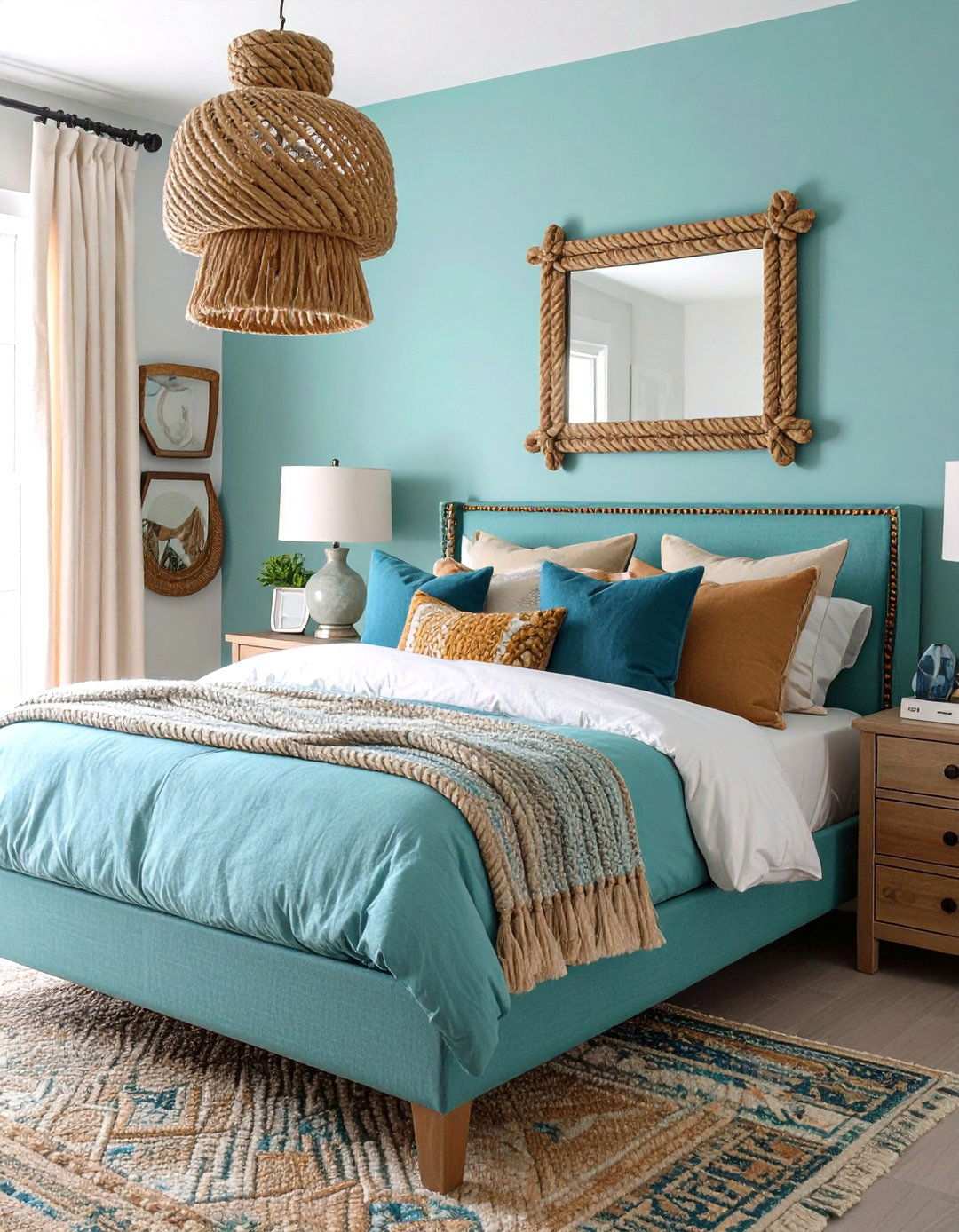 Nautical Rope Details Bring Texture to a Beach Bedroom - 20 Beach Themed Bedroom Ideas