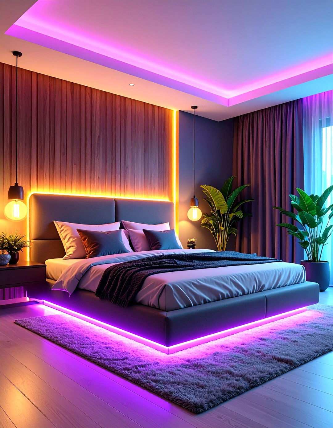 Neon Lighting Bedroom Ambiance - 20 80s Bedroom Ideas