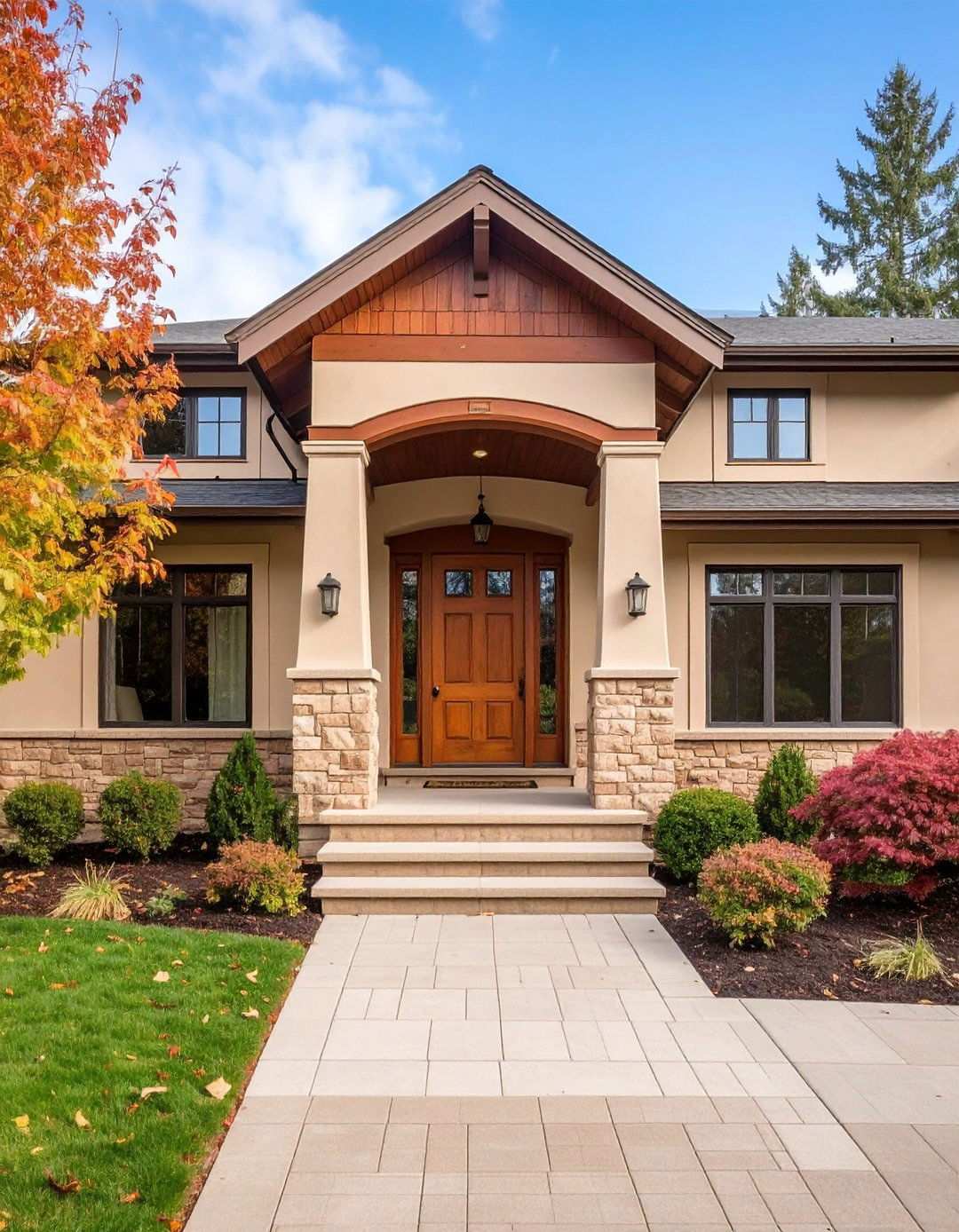 Neutral Brick and Stone Combinations - 20 1980s House Exterior Ideas