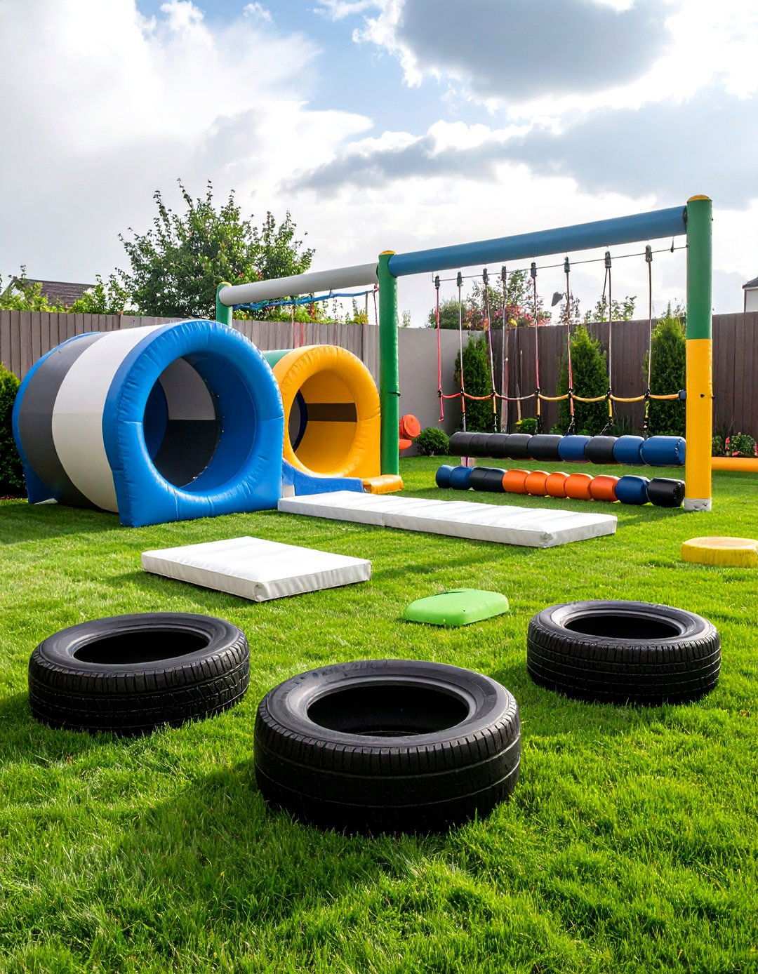 Obstacle Course with Varied Challenges - 20 Backyard Playground Ideas