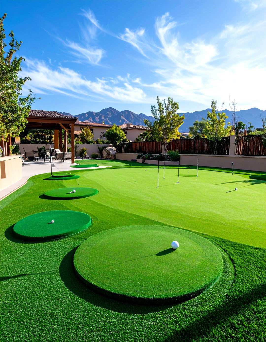 Obstacles and Targets Putting Green - 20 Backyard Putting Green Ideas