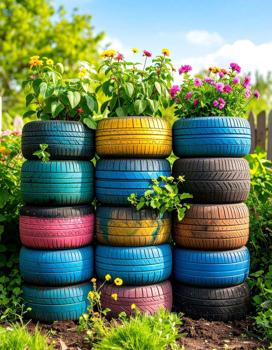 Old Tire Raised Garden Bed Stack - 20 Inexpensive Raised Garden Bed Ideas