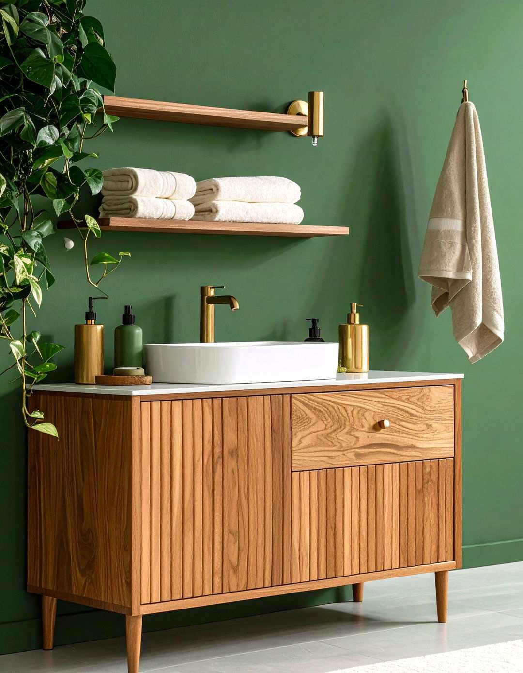 Olive Green Bathroom Retreat - 20 Bathroom Color Ideas