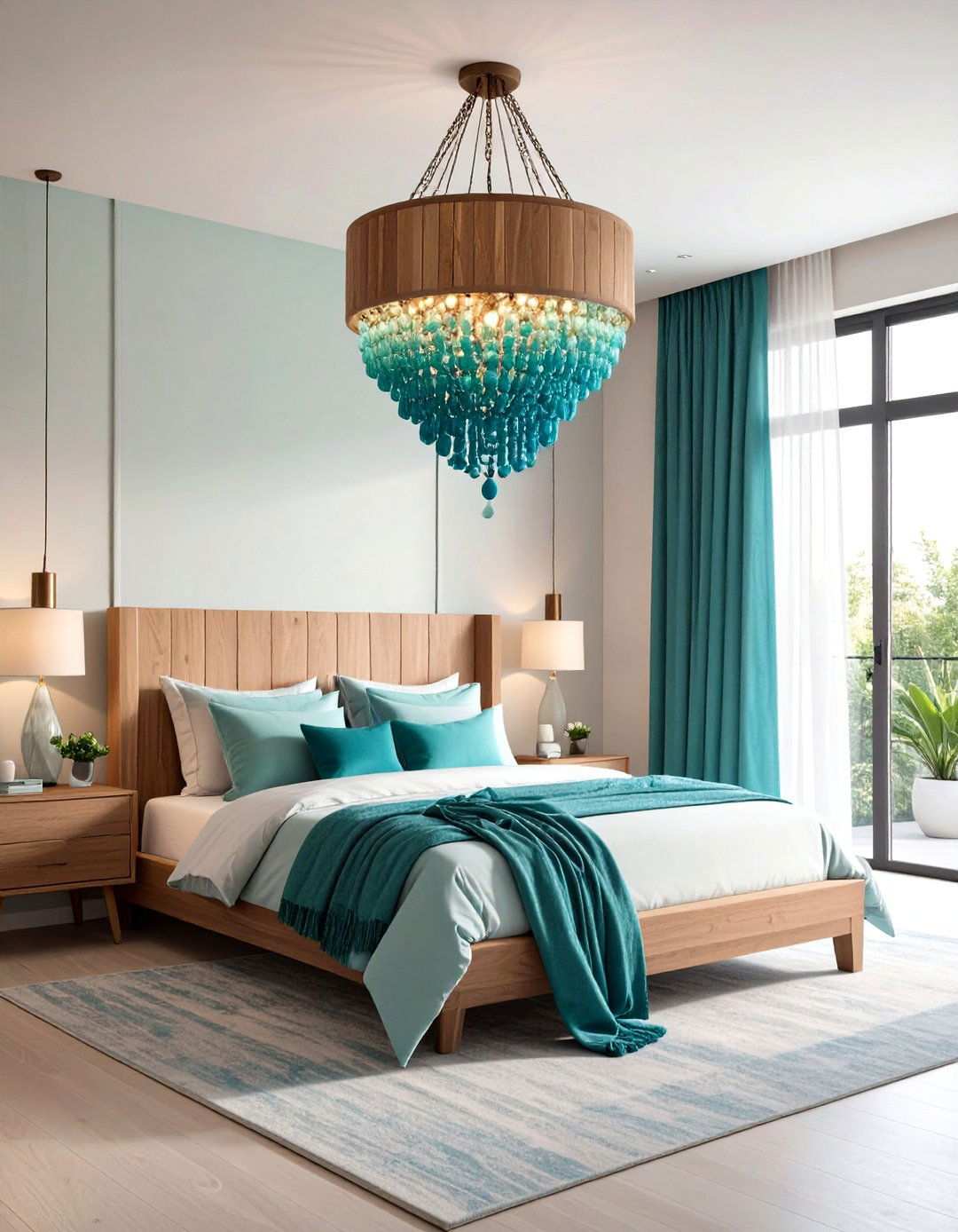 Ombre Wood Bead Chandelier Channels Coastal Chic - 20 Bedroom Chandelier Ideas