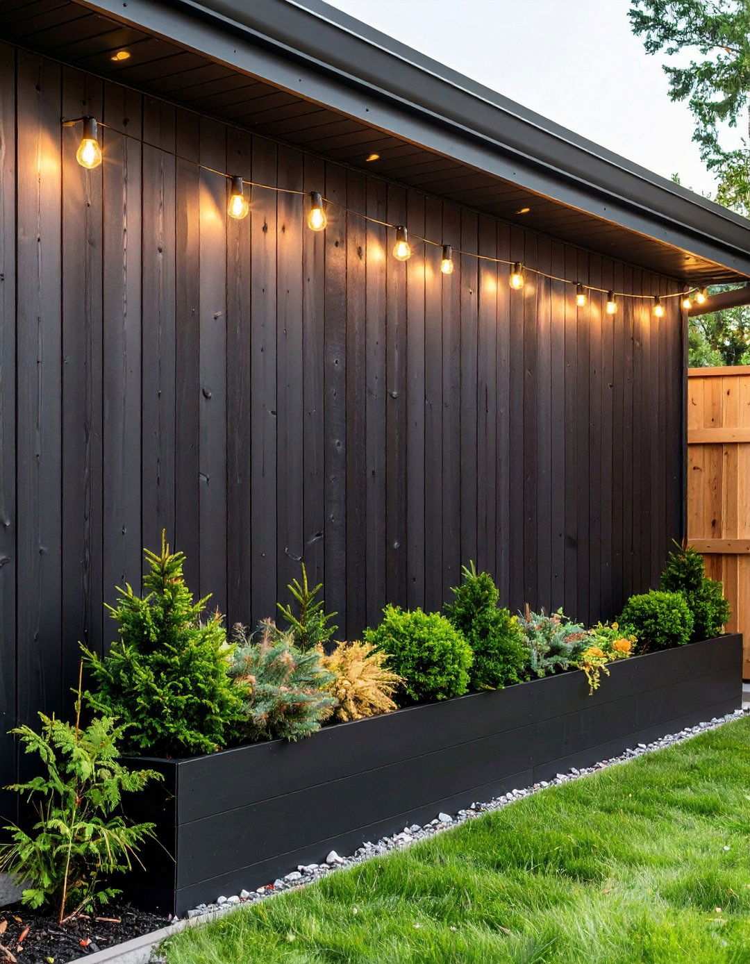 Outdoor Black Shiplap Patio Wall - 20 Black Shiplap Wall Ideas