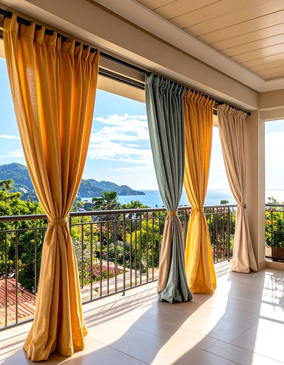 Outdoor Curtain Panels for Soft Balcony Privacy - 20 Balcony Shade Ideas