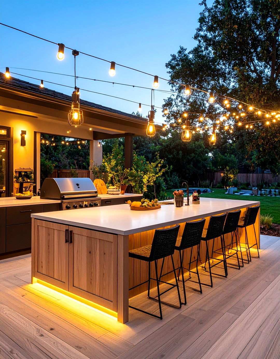 Outdoor Kitchen and Grilling Backyard Lighting - 20 Backyard Lighting Ideas