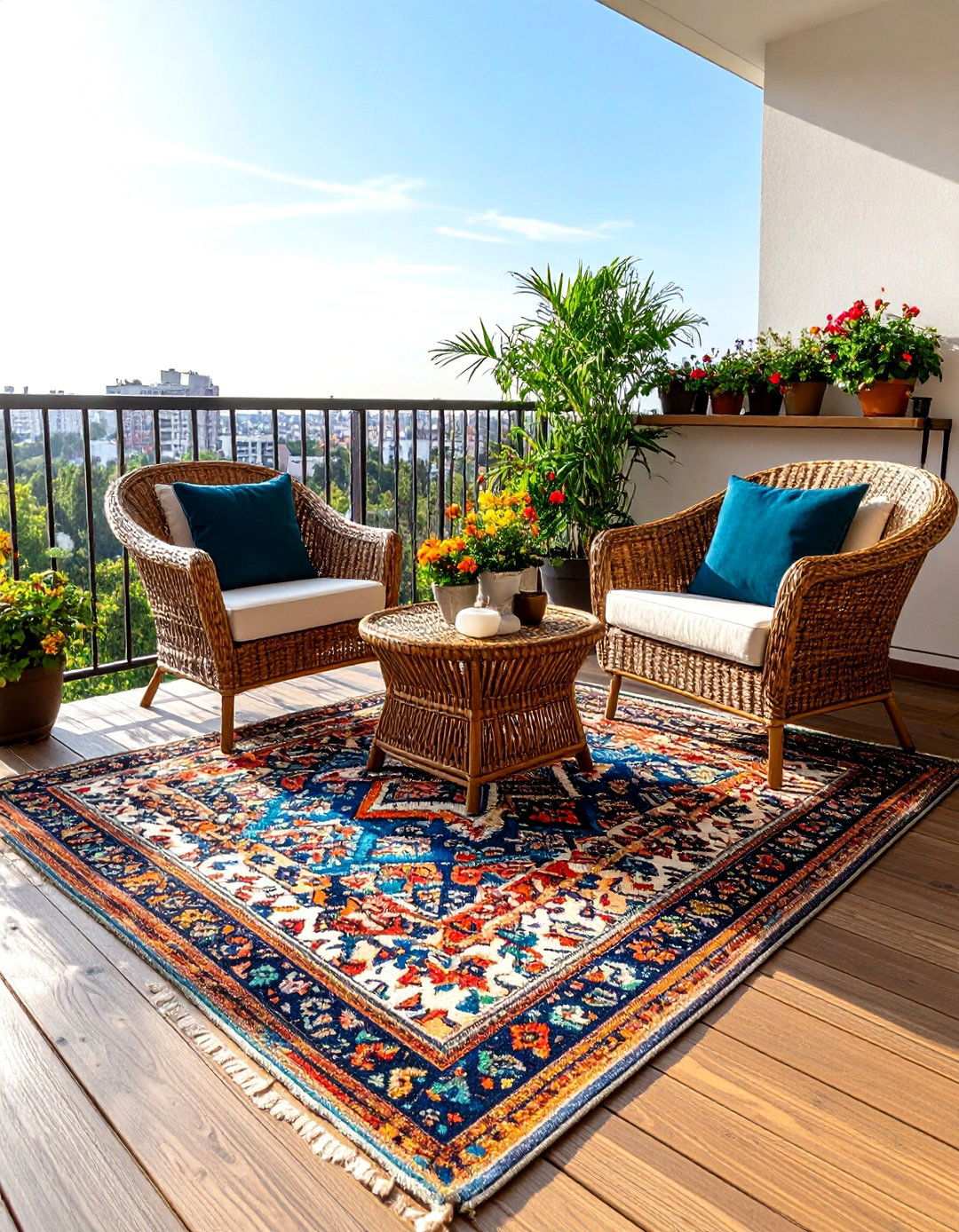 Outdoor Rug Definition for Balcony Zones - 20 Balcony Ideas