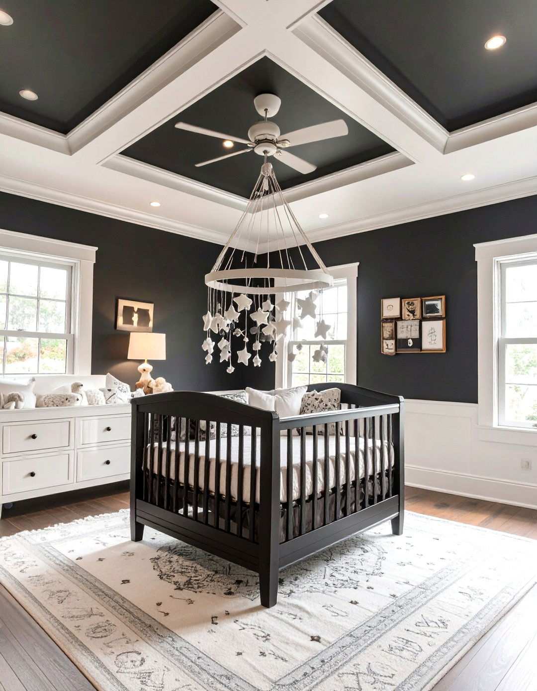 Painted or Wallpapered Ceiling Surprise - 20 Black and White Nursery Ideas