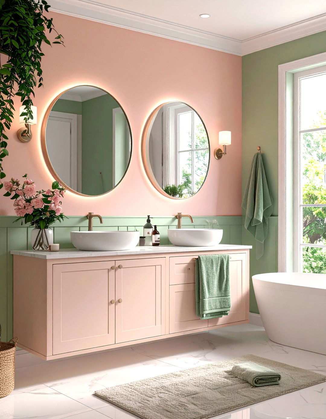 Pale Peach Bathroom Softness - 20 Bathroom Color Ideas