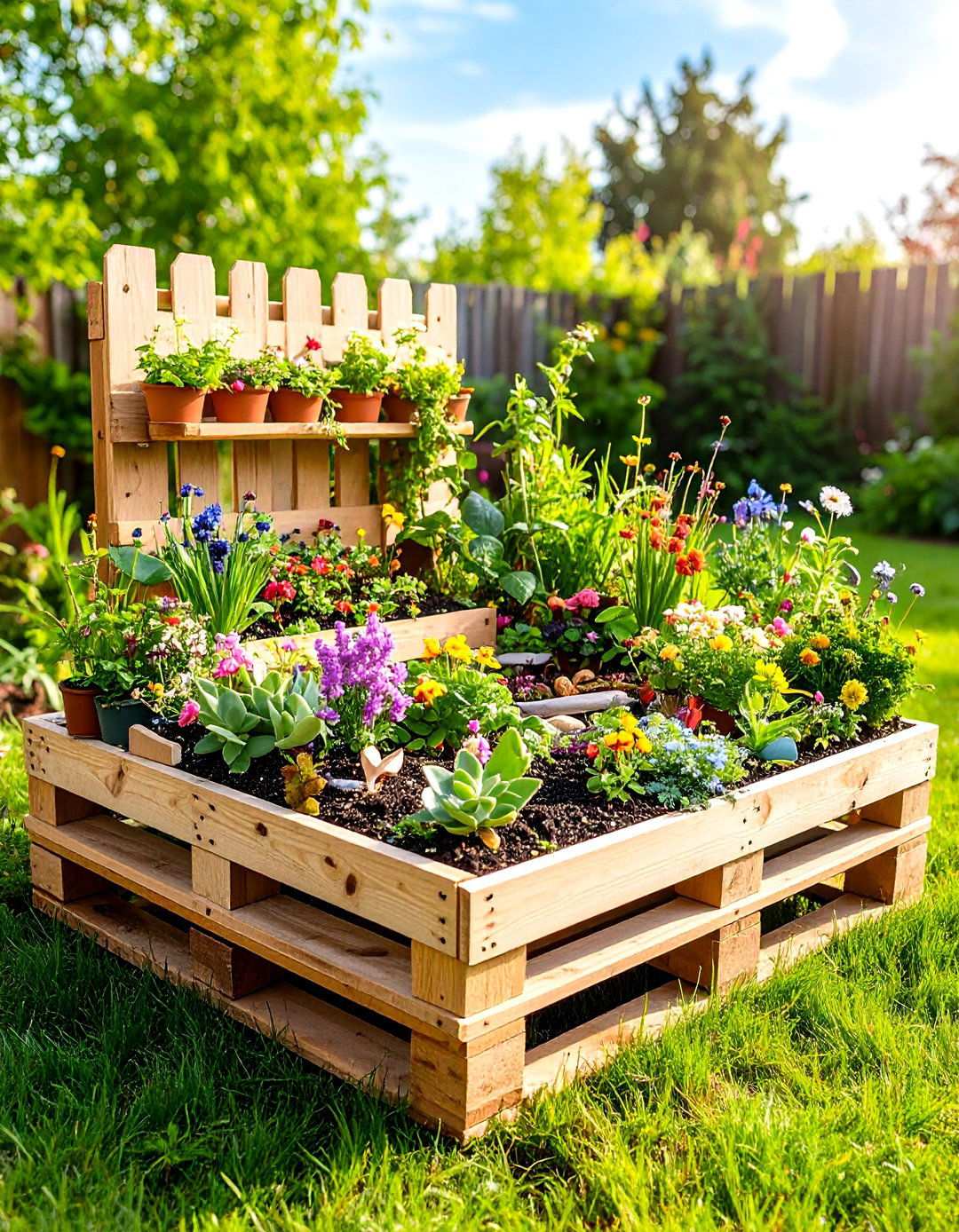 Pallet Fairy Garden Miniature Landscape - 20 Pallet Garden Ideas