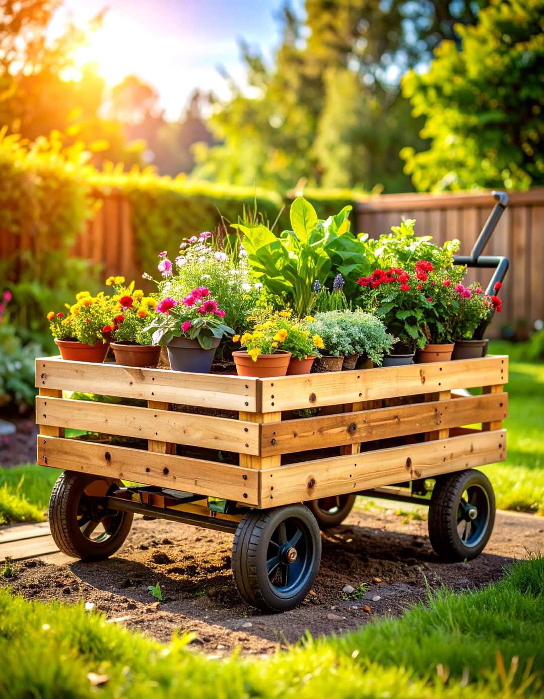 Pallet Mobile Garden Cart - 20 Pallet Garden Ideas