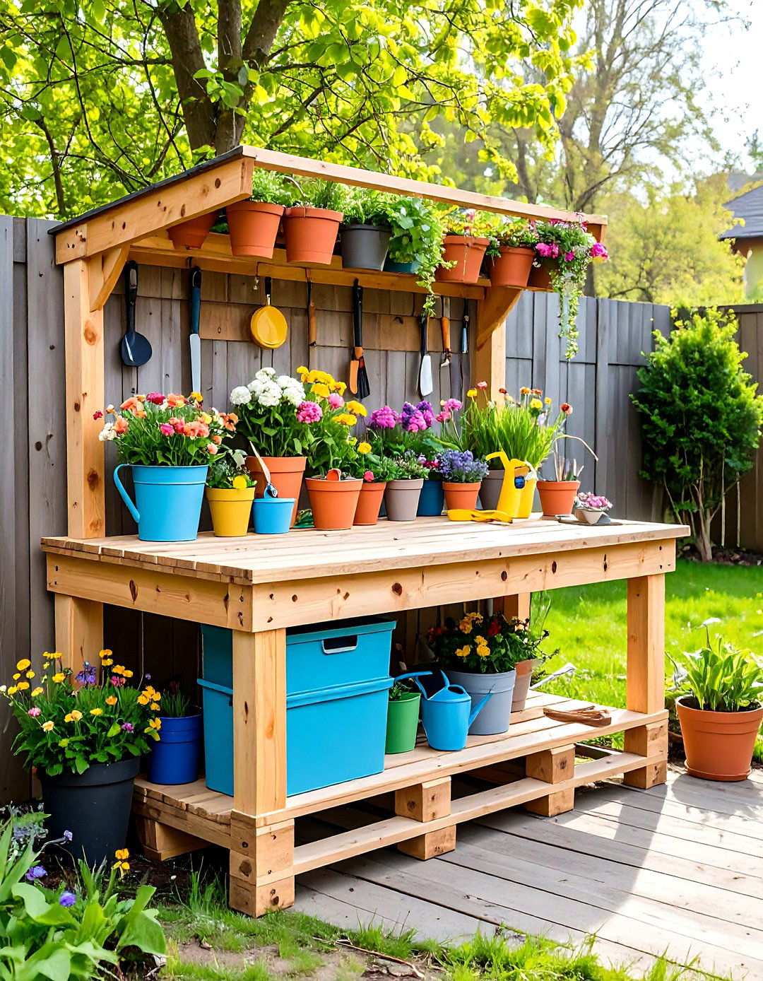 Pallet Potting Bench Workspace - 20 Pallet Garden Ideas