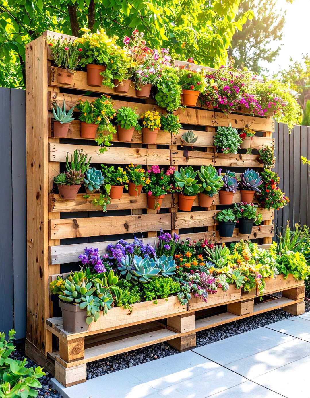 Pallet Succulent Display Garden - 20 Pallet Garden Ideas