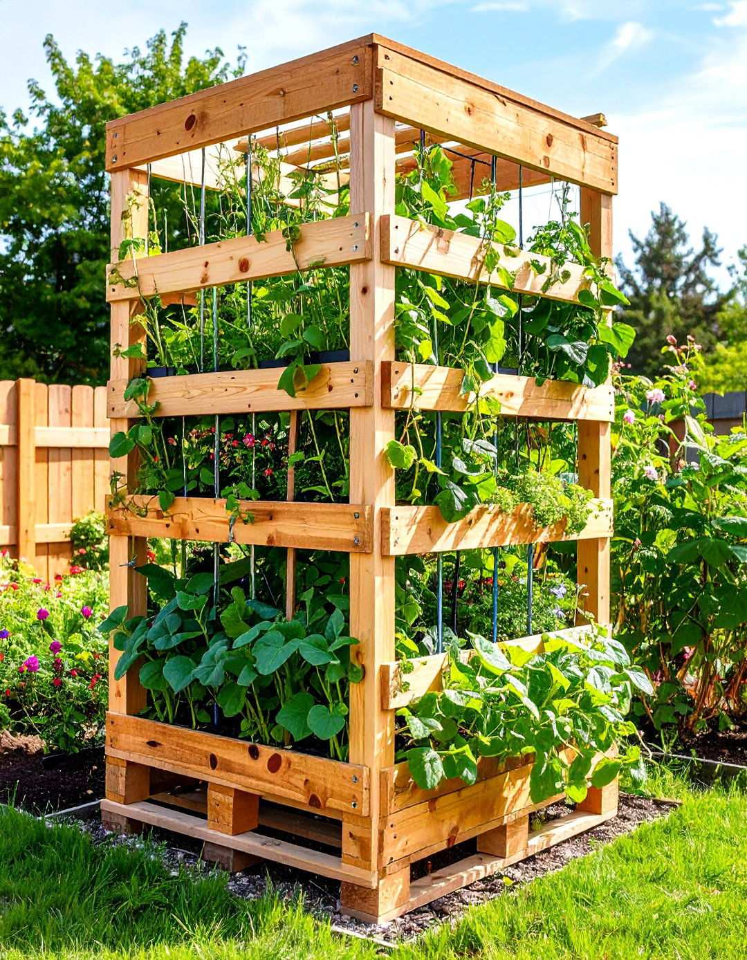 Pallet Trellis Support System - 20 Pallet Garden Ideas