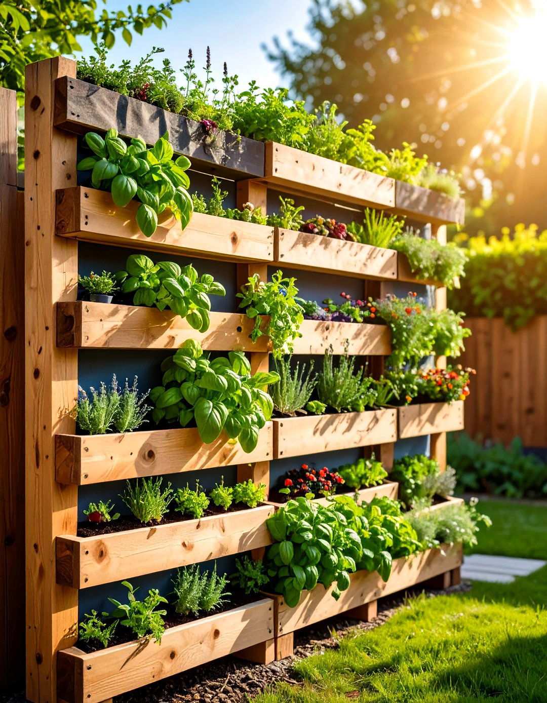 Pallet Vertical Herb Garden Wall - 20 Pallet Garden Ideas