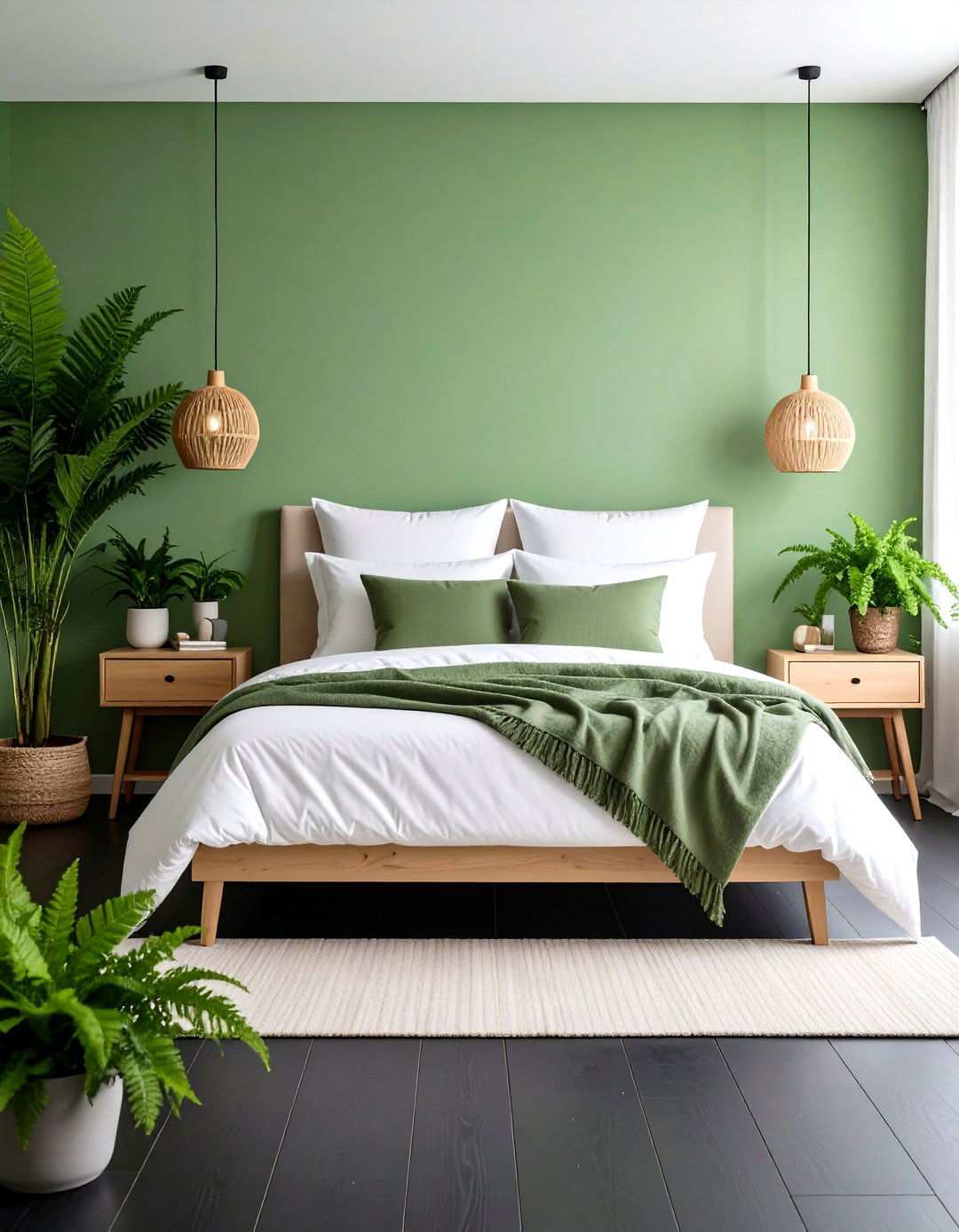Pastel Green Breeze Over Black Floors - 20 Black Floor Bedroom Ideas