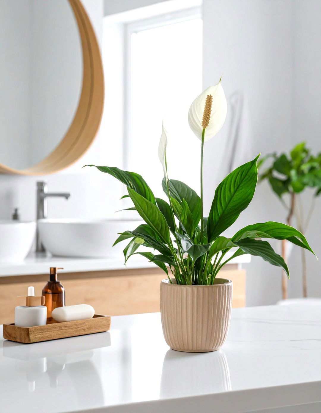 Peace Lily Bathroom Plant for Air Purification - 20 Best Plants for Bathroom