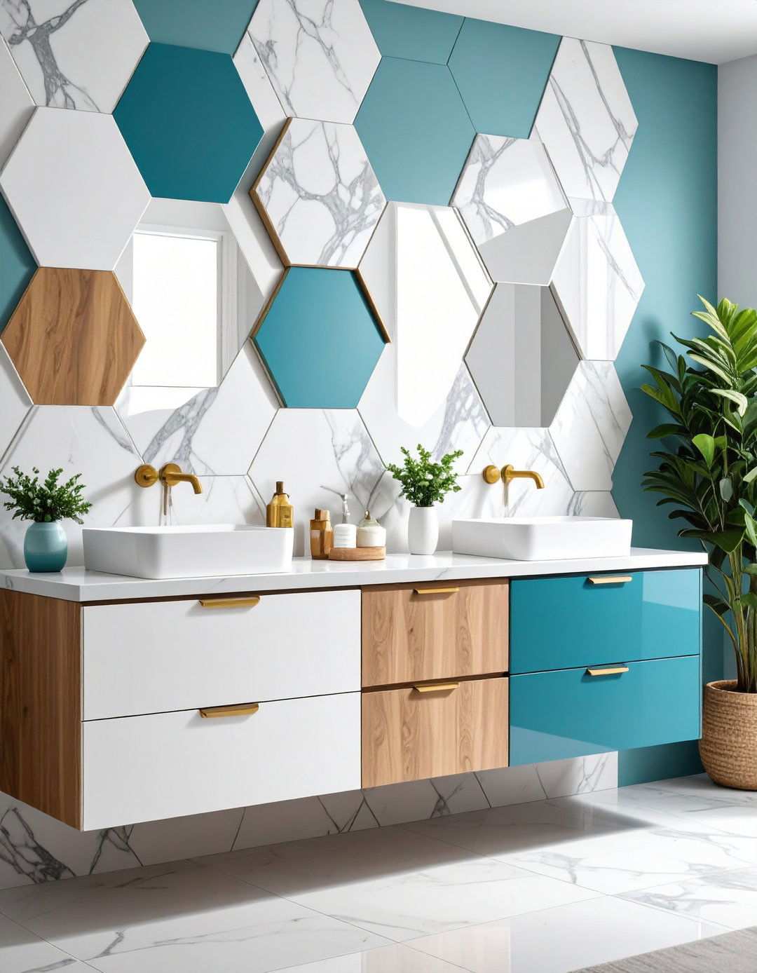 Peel and Stick Vinyl Tile Backsplash - 20 Bathroom Backsplash Ideas