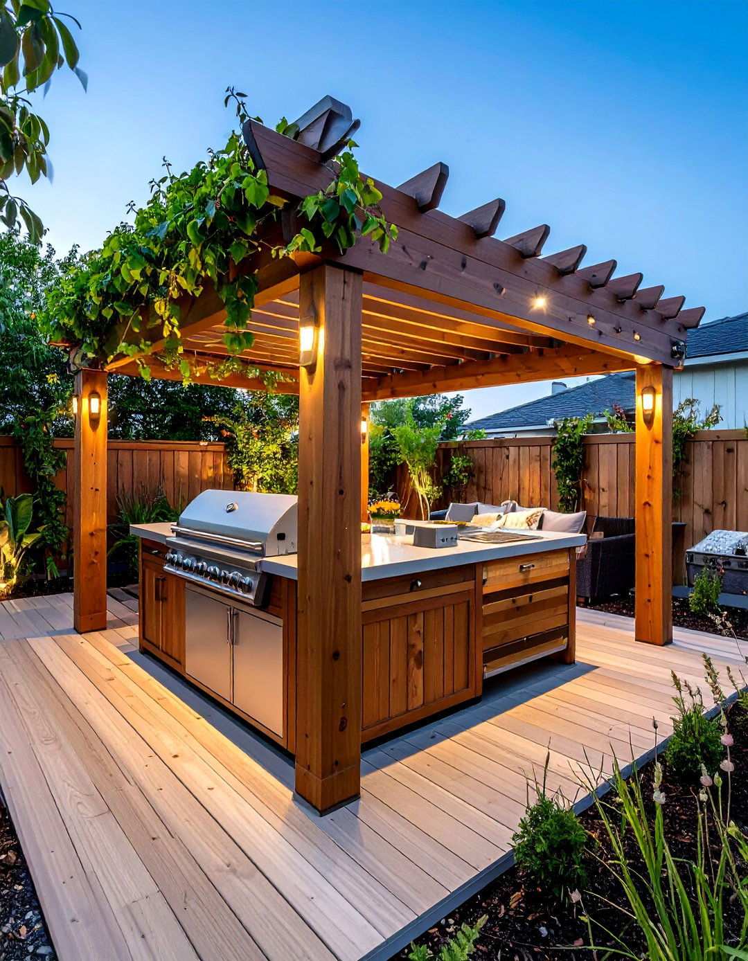 Pergola Covered BBQ Island for All Weather Grilling - 20 Bbq Island Ideas