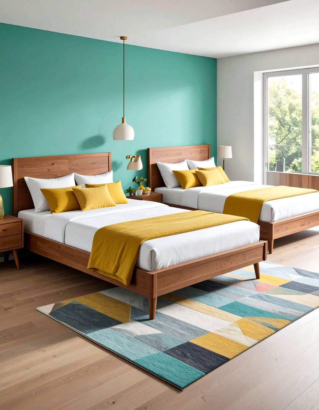 Perpendicular Bed Configuration for Small Room Flow - 20 2 Beds in One Small Room Ideas