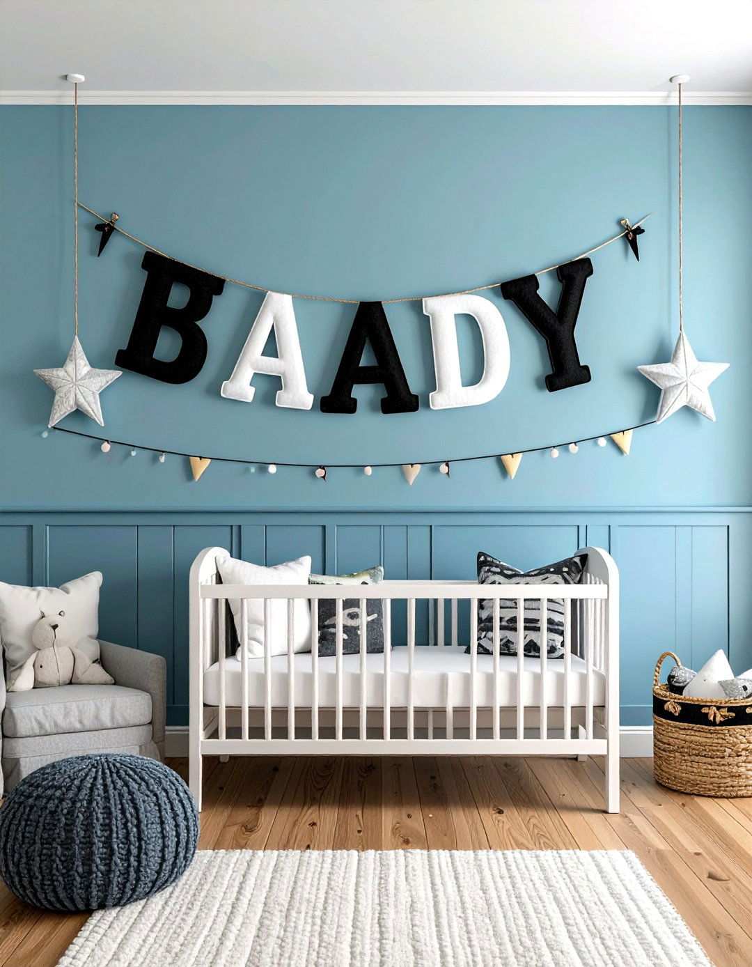 Personalized Monochrome Name Banner - 20 Black and White Nursery Ideas