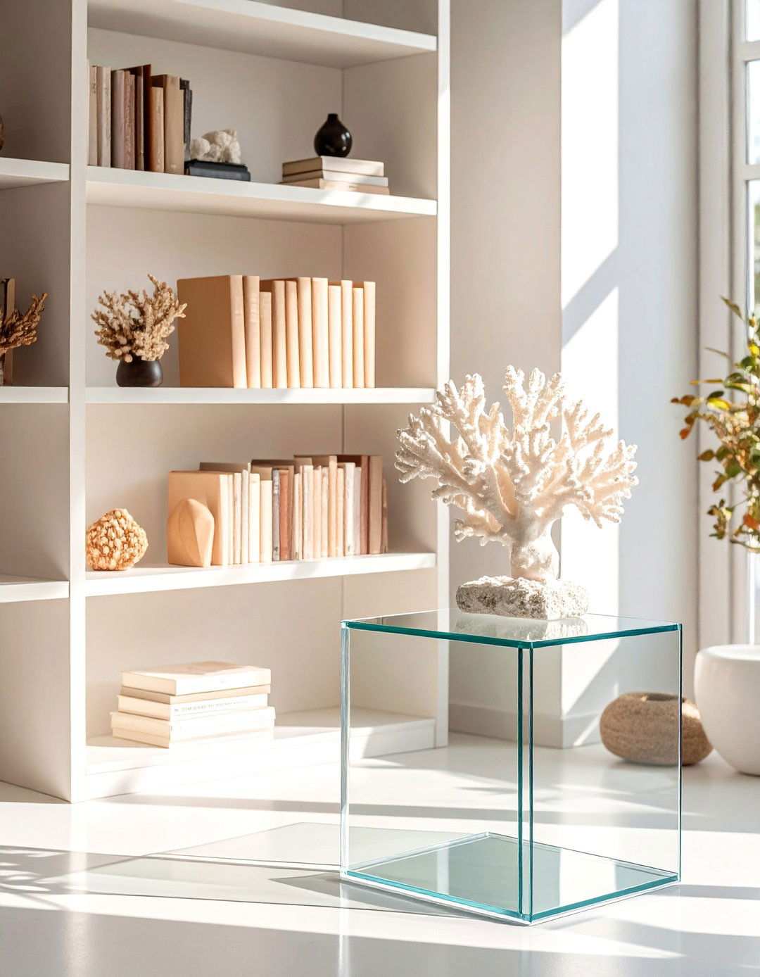 Place a Coral Sculpture for Organic Coastal Drama - 20 Beach House Living Room Ideas