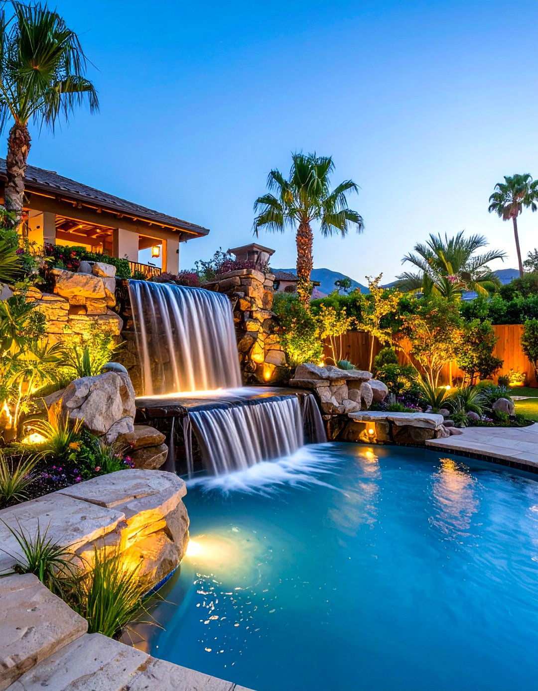 Pool Edge Waterfall Addition - 20 Backyard Waterfall Ideas