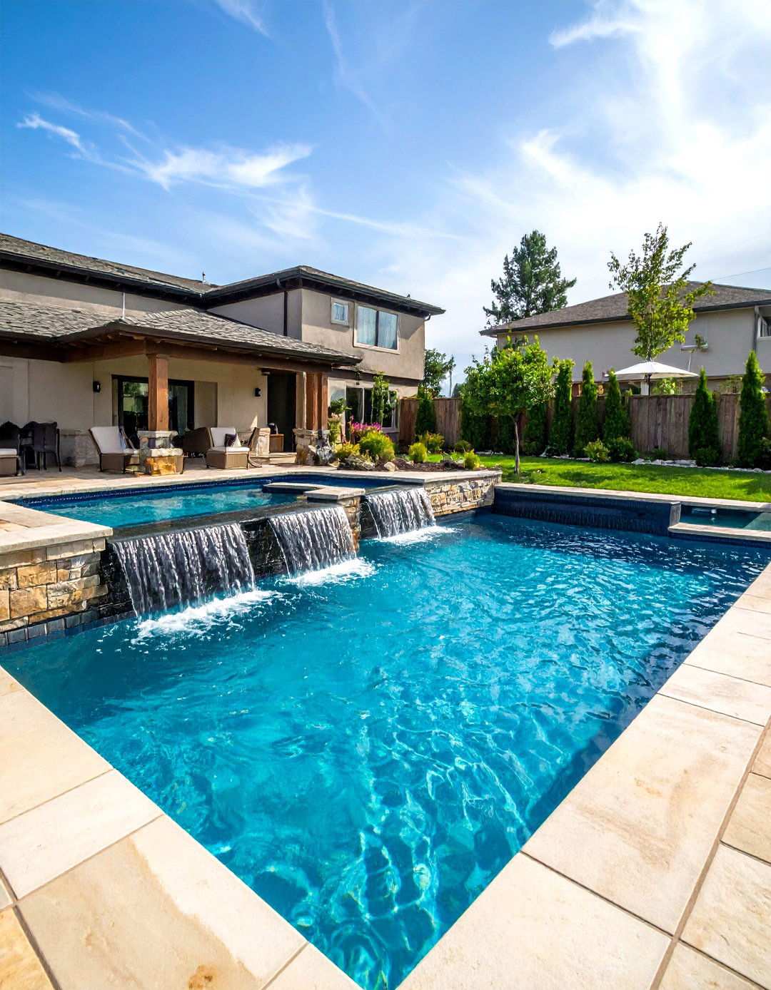 Pool with Integrated Spa Features - 20 Backyard Pool Ideas