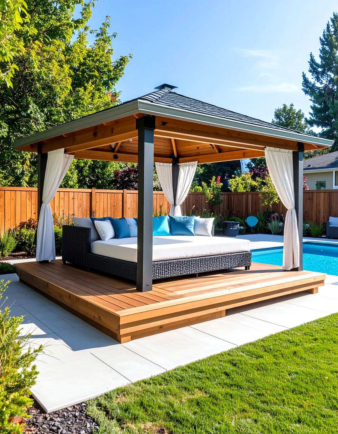 Poolside Daybed Gazebo - 20 Backyard Gazebo Ideas