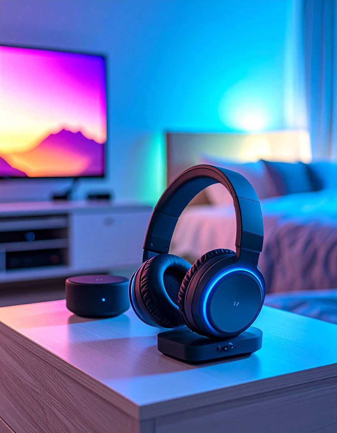 Private Audio for a Bedroom TV With Wireless Headphones - 20 Bedroom Tv Ideas