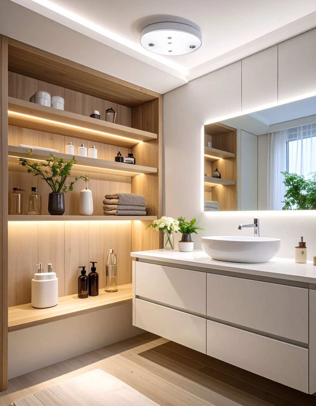 Puck Lights Illuminate Dark Bathroom Cabinets - 20 Bathroom Cabinet Organization Ideas