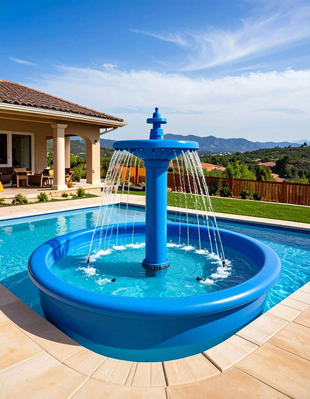 PVC Fountain for Playful Aeration - 20 Backyard Pool Ideas on a Budget