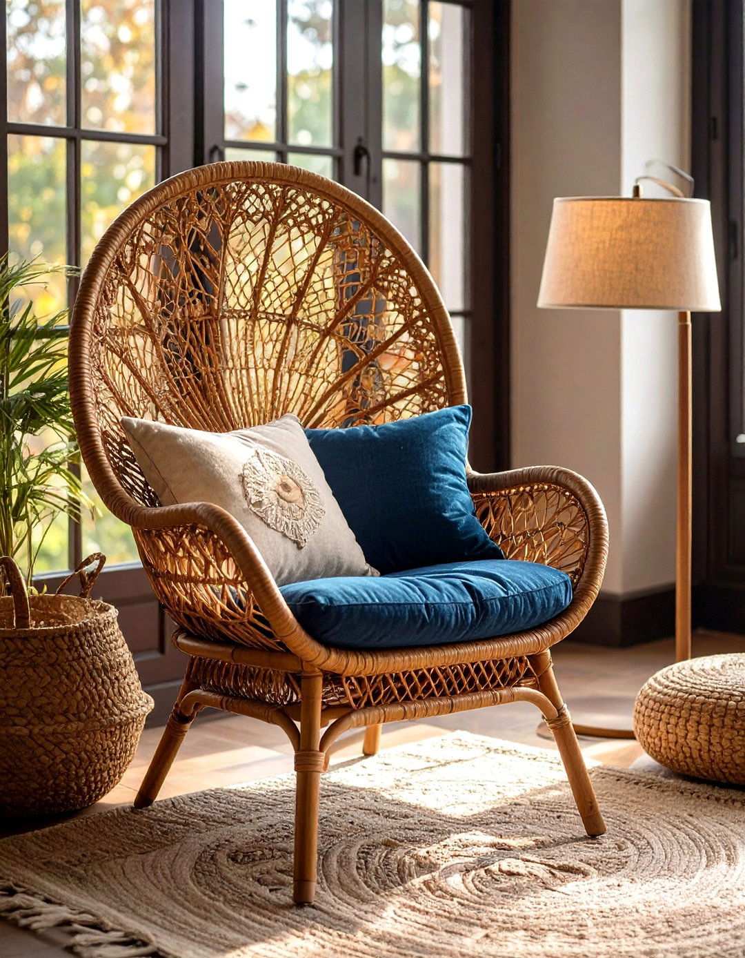 Rattan Peacock Chair Reading Nooks - 20 70s Bedroom Decor Ideas