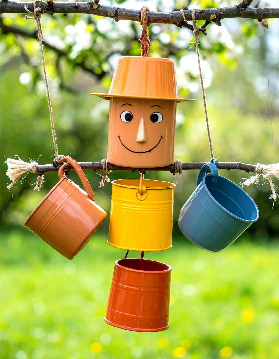 Recycled Plant Pot Pot Man Scarecrow - 20 Garden Scarecrow Ideas
