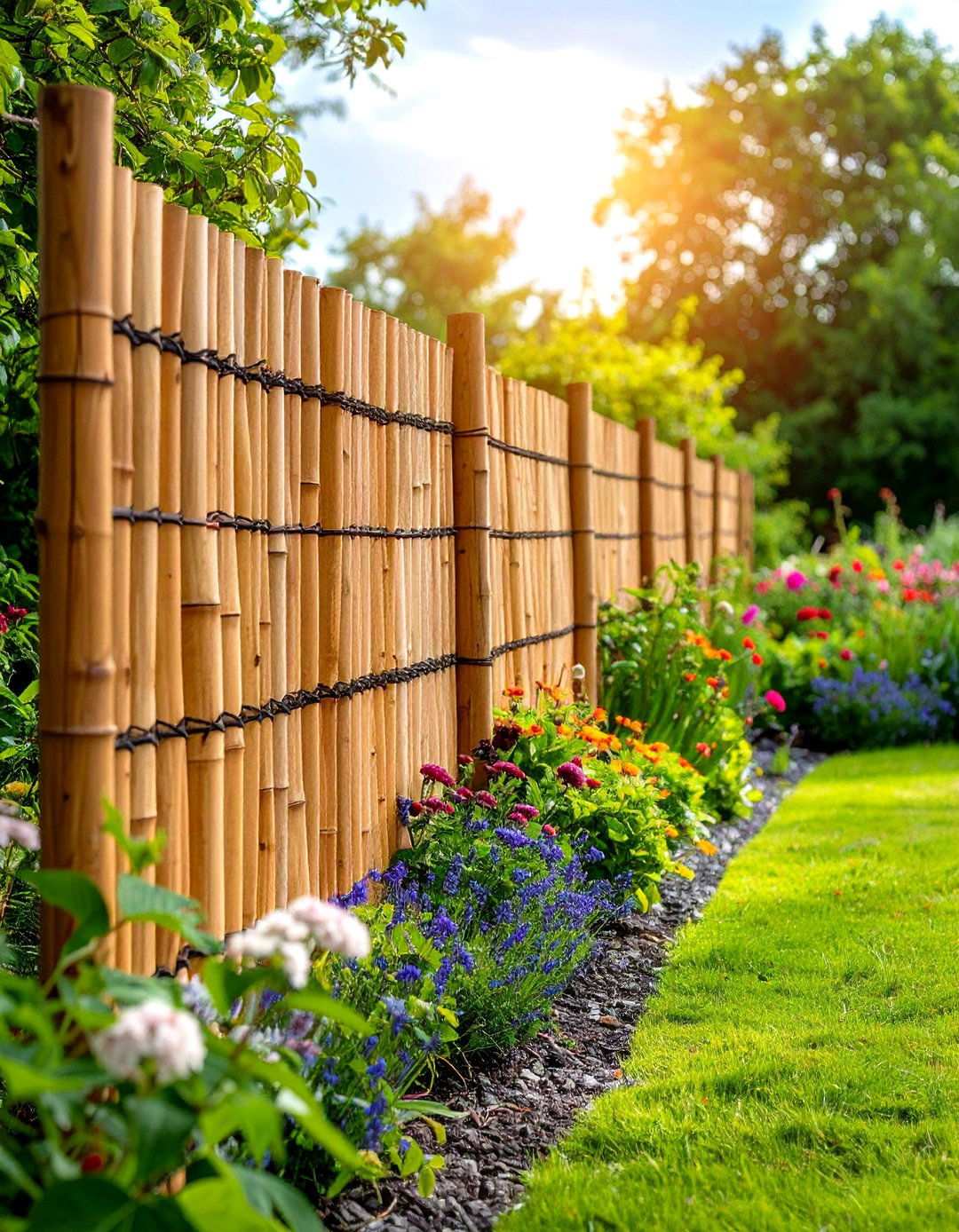 Reed and Bamboo Roll Fence - 20 Vegetable Garden Fence Ideas