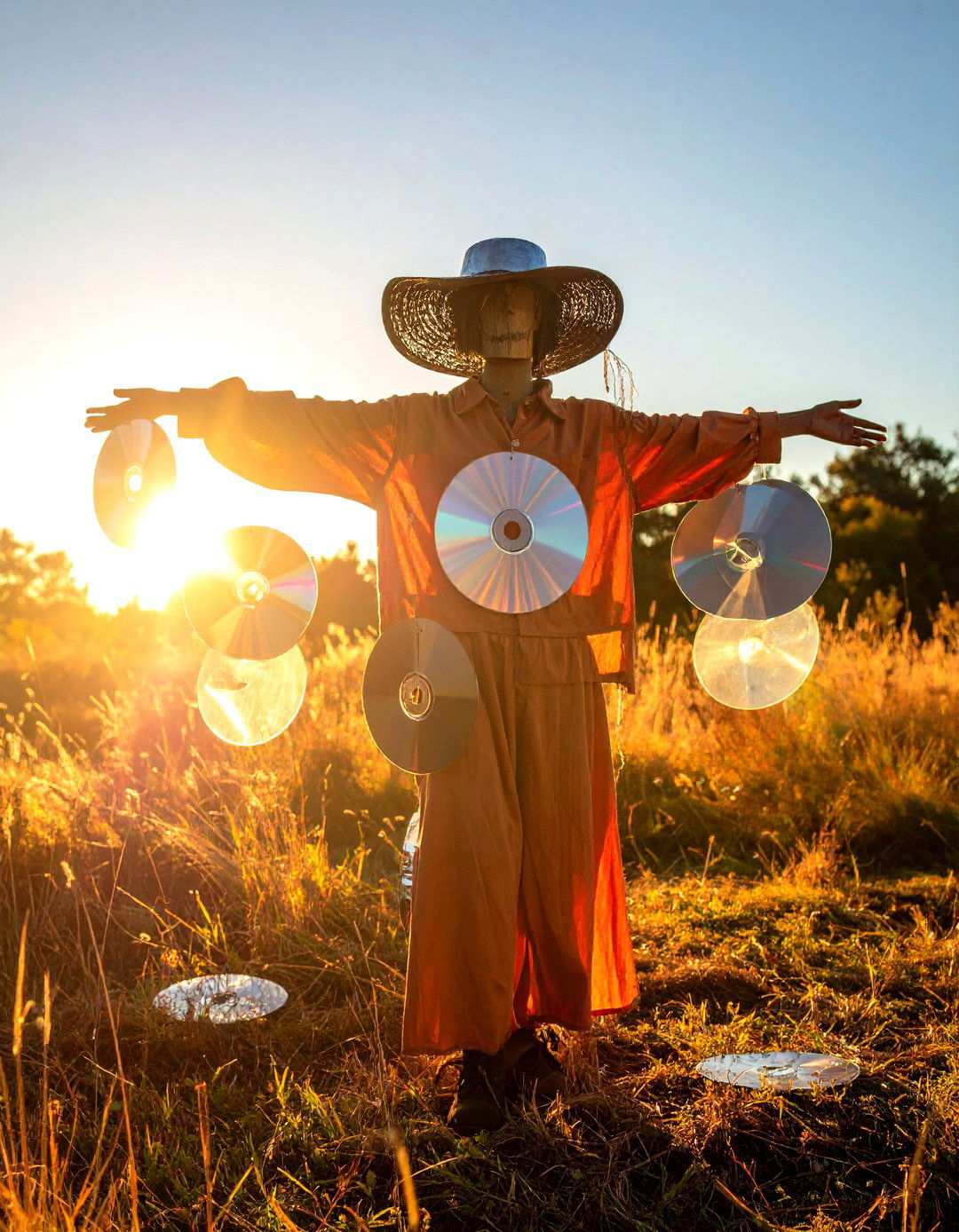 Reflective CD and Foil Scarecrow - 20 Garden Scarecrow Ideas