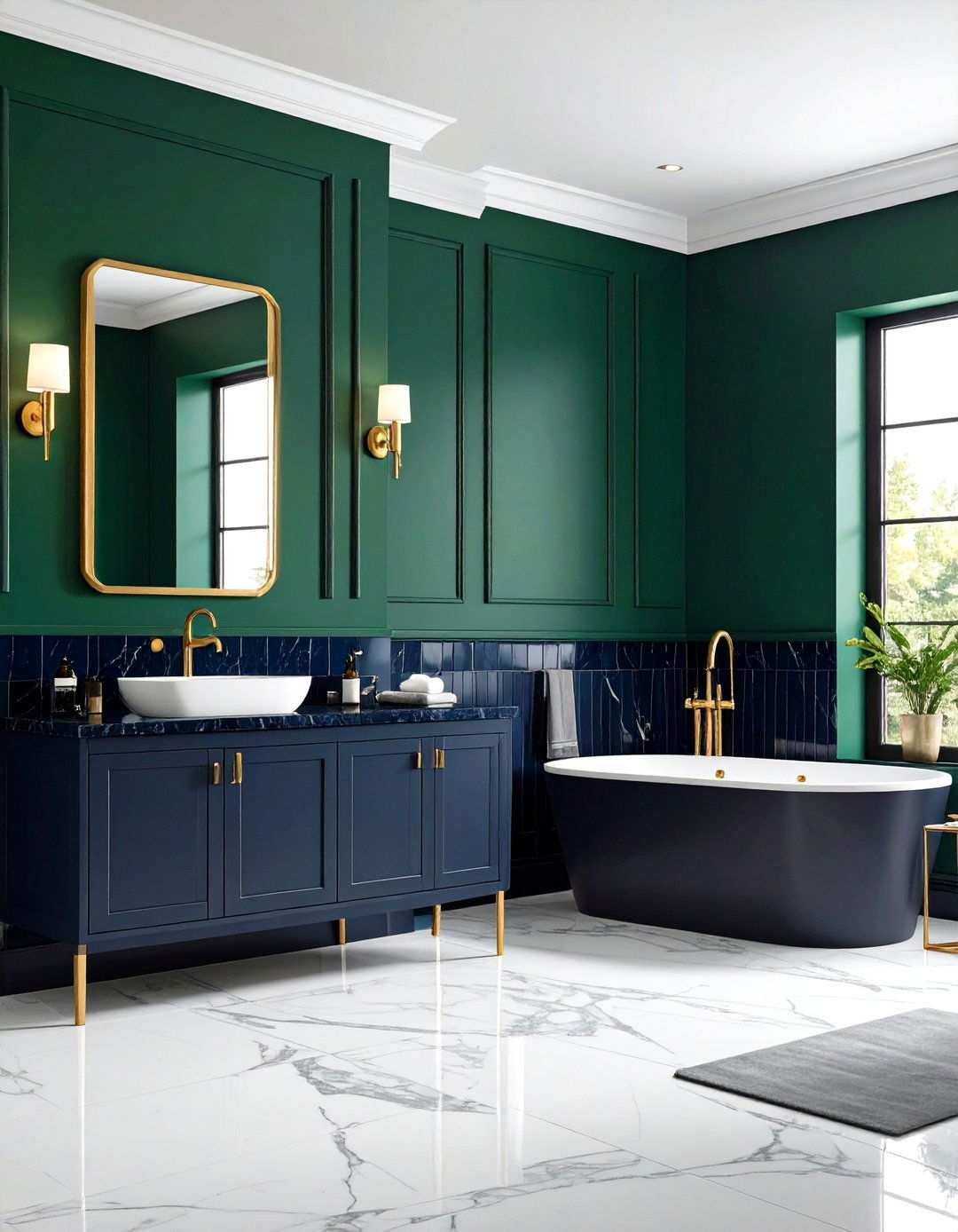 Rich Jewel Tone Color Schemes - 20 Art Deco Bathroom Ideas