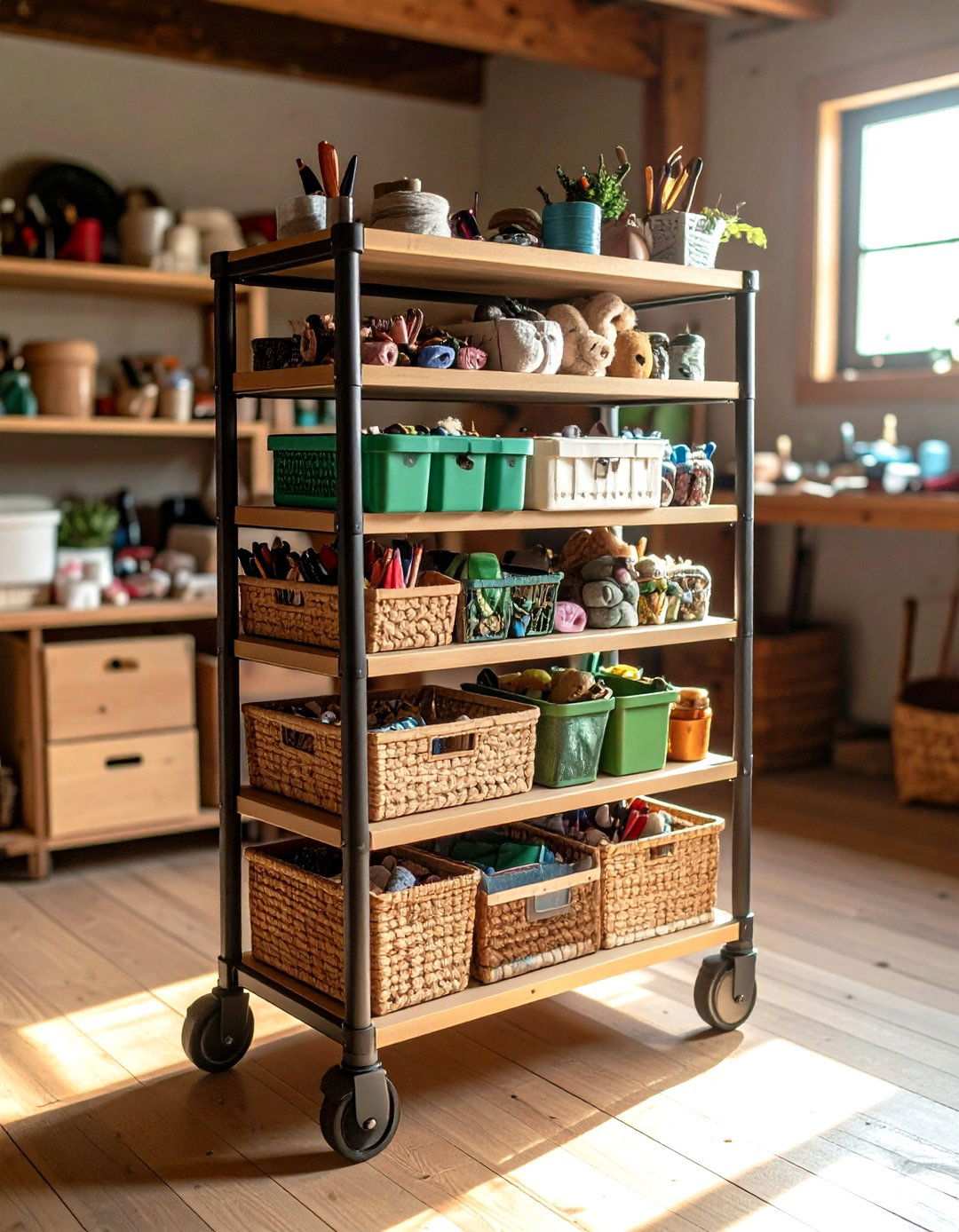 Rolling Basement Storage Carts - 20 Basement Storage Ideas