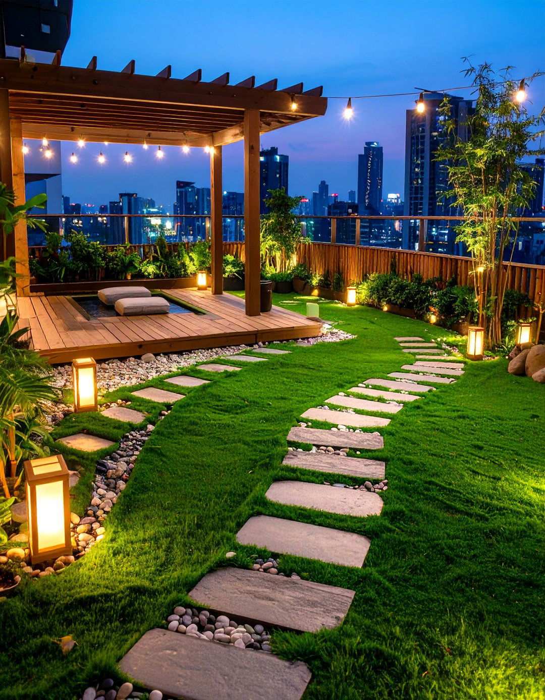 Rooftop Zen Garden Artificial Grass Design - 20 Artificial Grass Balcony Design