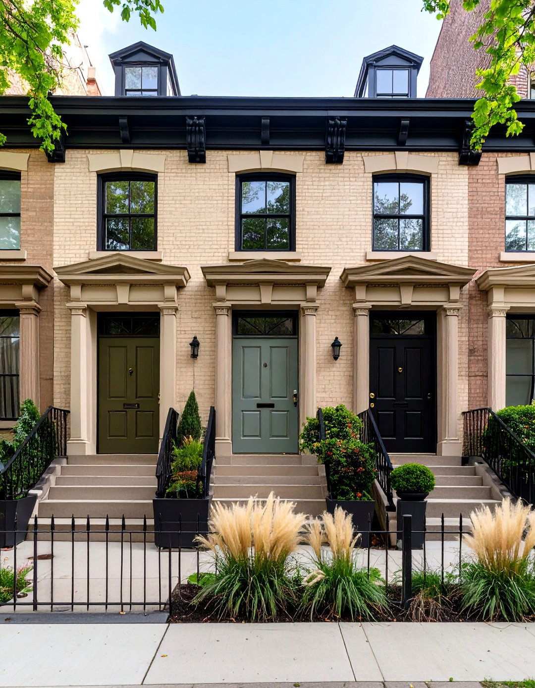 Rowhouse Rhythm Urban Beige Brick Facades - 20 Beige Brick Exterior Home Ideas