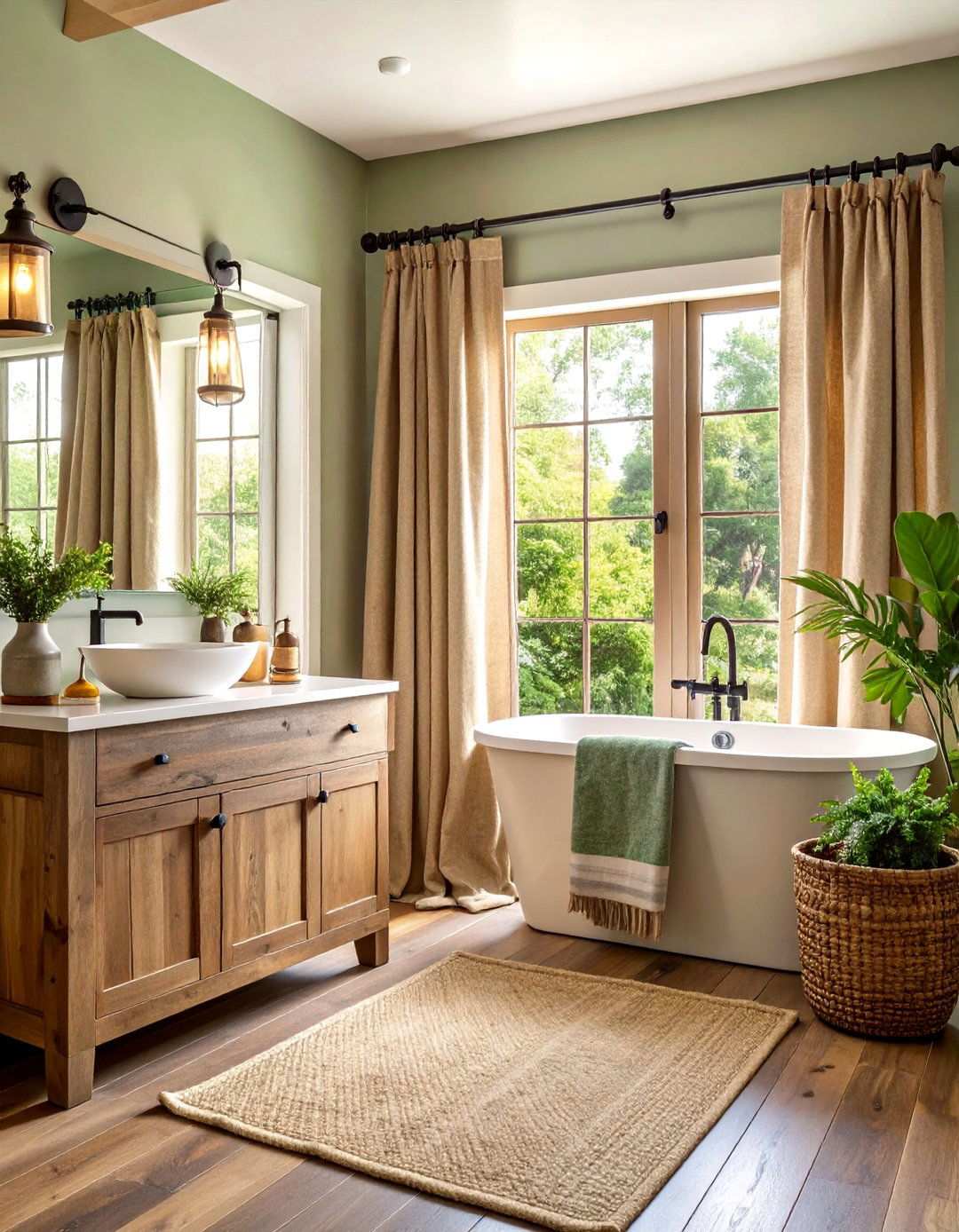 Rustic Burlap Bathroom Curtain Textures - 20 bathroom curtain ideas