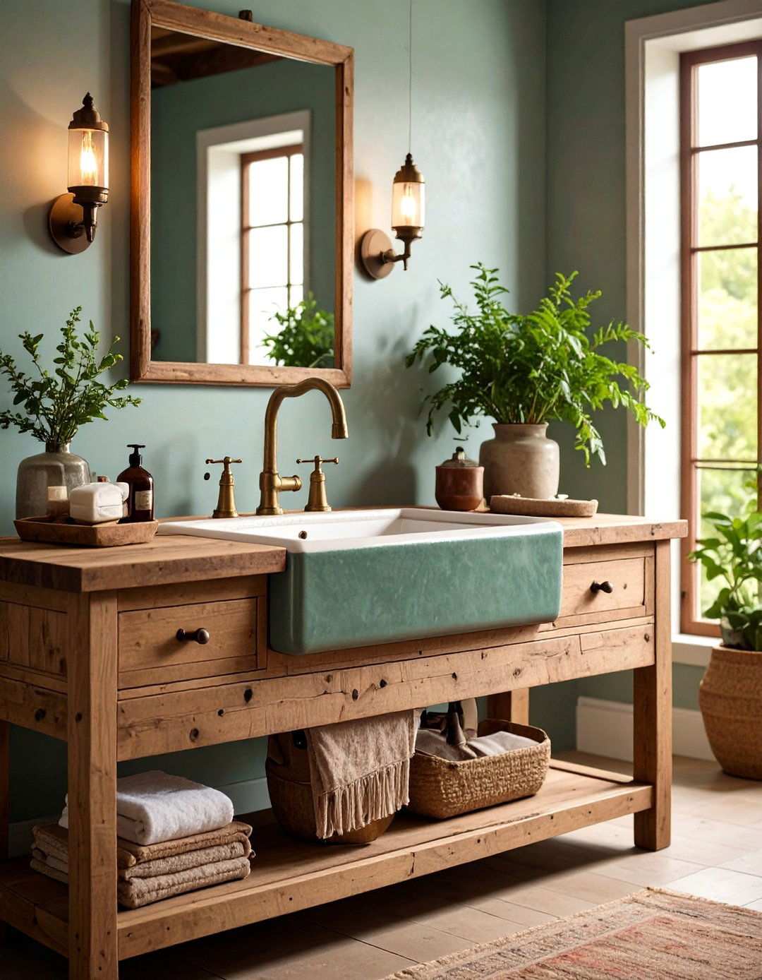 Rustic Farmhouse Apron Front Bathroom Sink for Country Character - 20 Bathroom Sink Ideas
