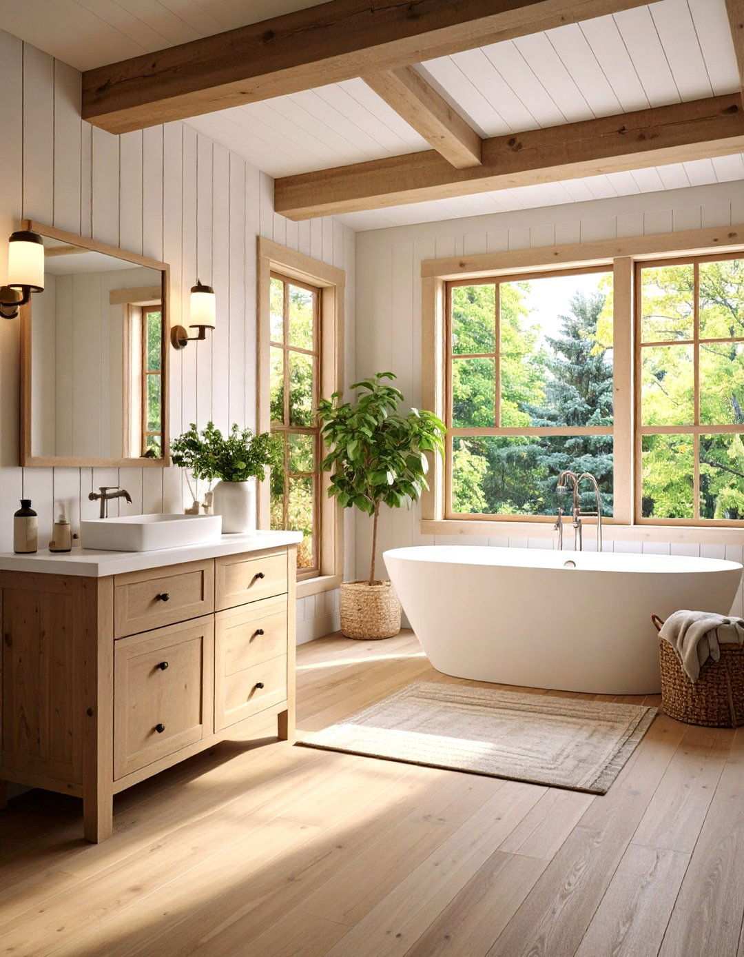 Rustic Farmhouse Bathroom Beadboard Wrap - 20 Beadboard Wall Ideas