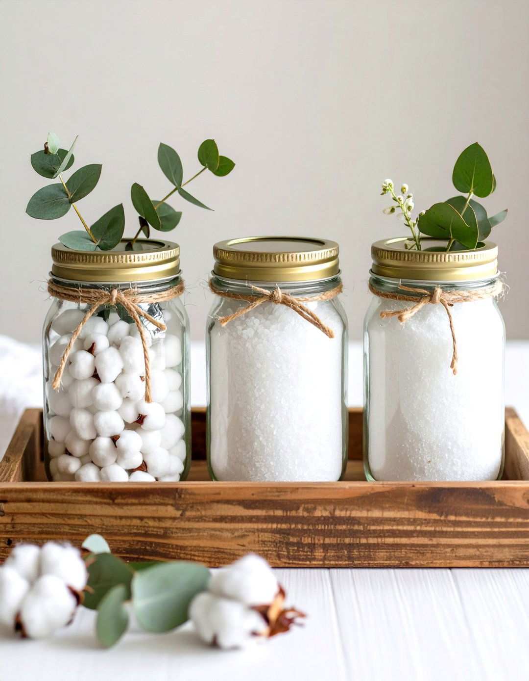 Rustic Wooden Bathroom Tray with Mason Jars - 20 Bathroom Tray Ideas