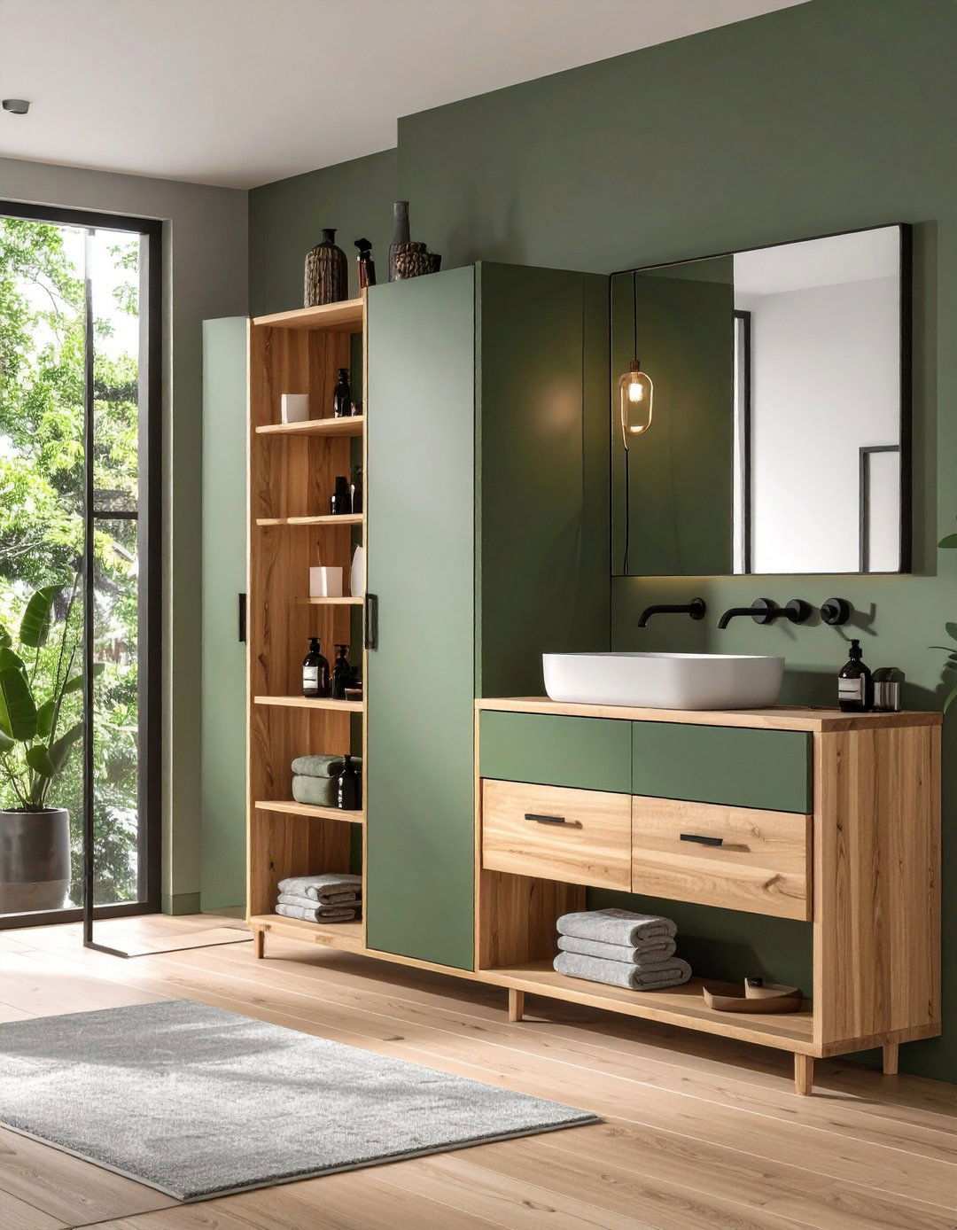 Sage Green Serenity Cabinets - 20 Bathroom Cabinet Color Ideas