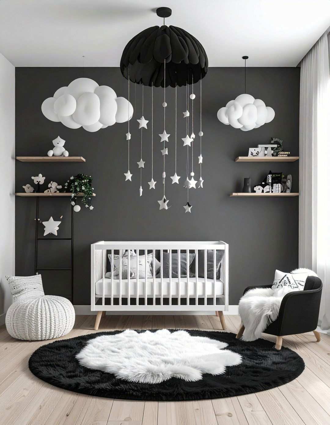 Scandinavian Inspired Monochrome Black Nursery - 20 Black Nursery Ideas