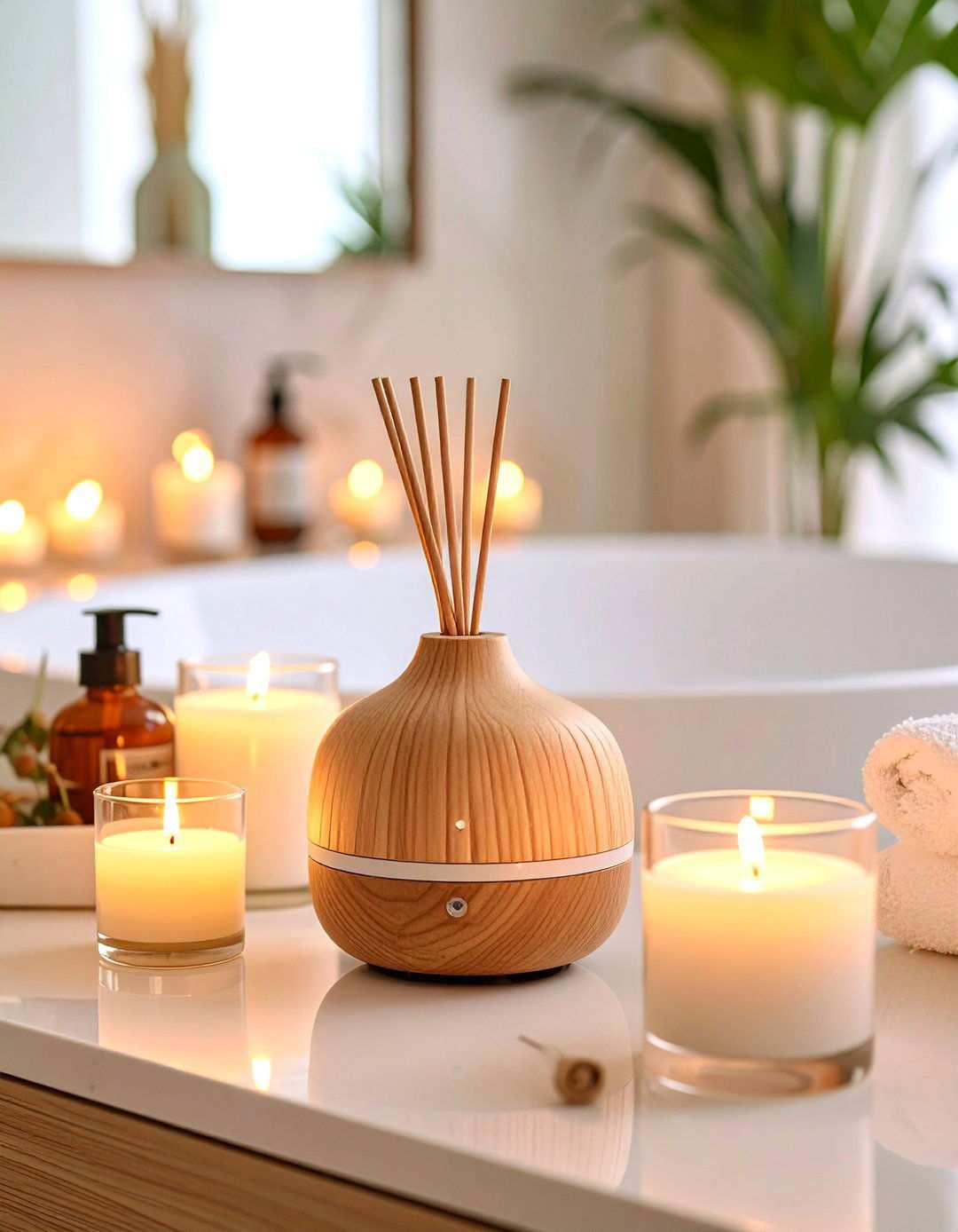 Scent and Sound Enhance Beige Bathroom - 20 Beige Bathroom Ideas