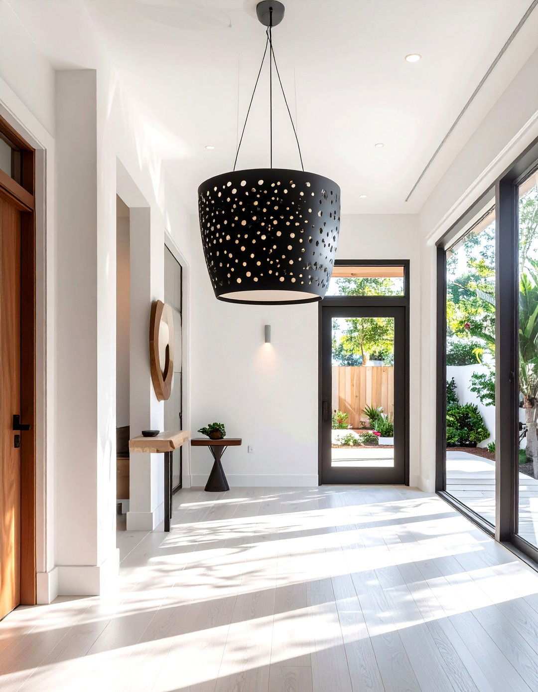 Sculptural Lighting Steals the Show - 20 Black and White Entryway Design Ideas